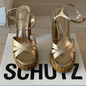 SCHUTZ Metallic Gold Platform Heels